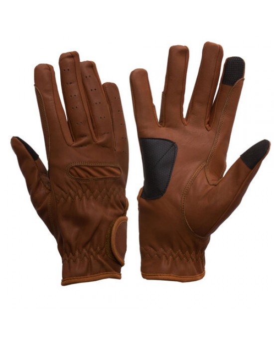 Horse Riding Gloves -LEATHER Grip Pro - Tan
