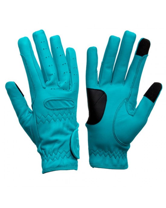Horse Riding Gloves - LEATHER Grip Pro - Baby Blue