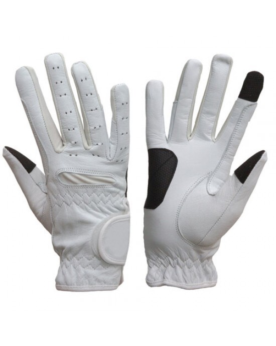Horse Riding Gloves - LEATHER Grip Pro - White